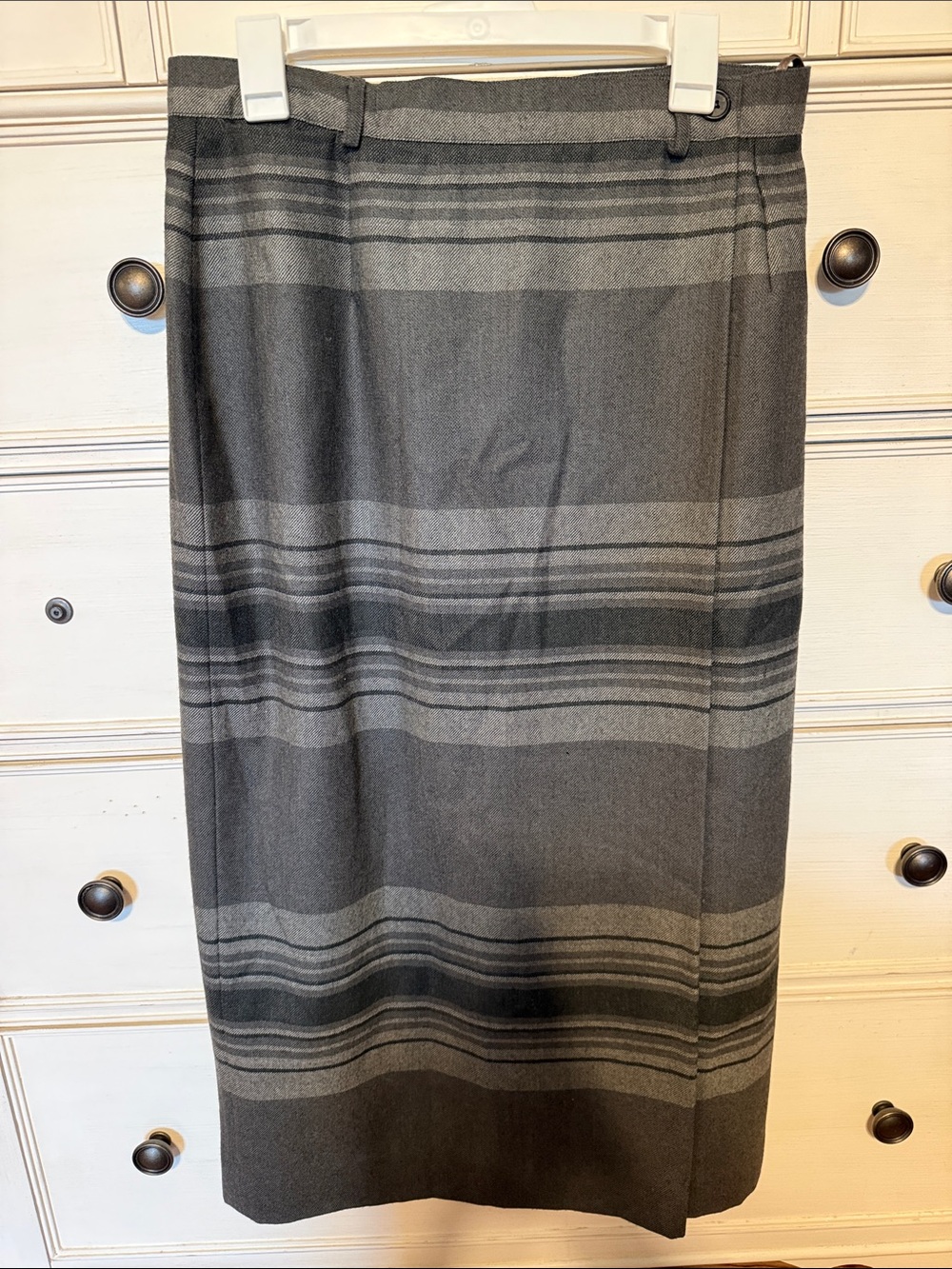 Lauren Ralph Lauren Gray Striped Pencil Skirt